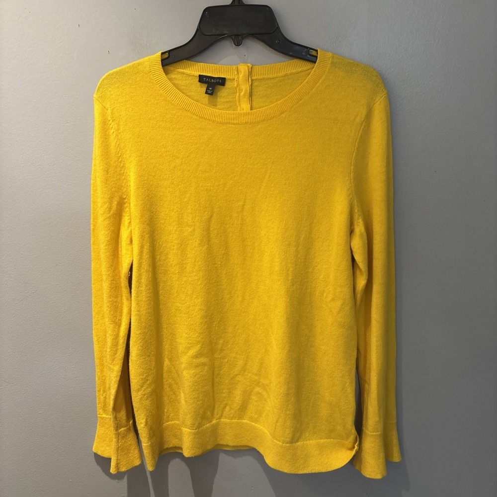 Talbots Women's Yellow Lambswool Blend Sweater‎ Size Medium Preppy Academia